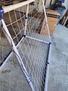 Portable White Soccer Goal with Blue Accents - Unbranded
